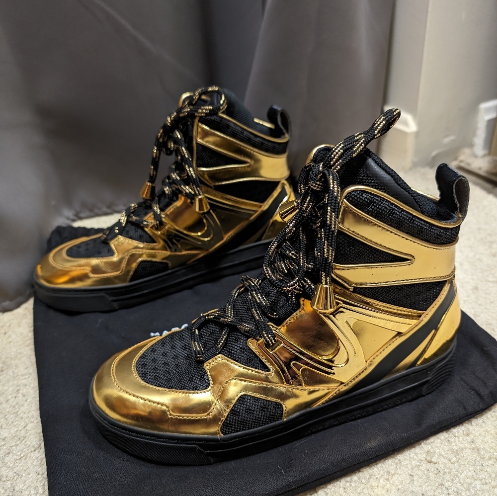 Marc by Marc Jacobs Gold/Black Leather and Mesh High Top (Size 37 or 6.5)